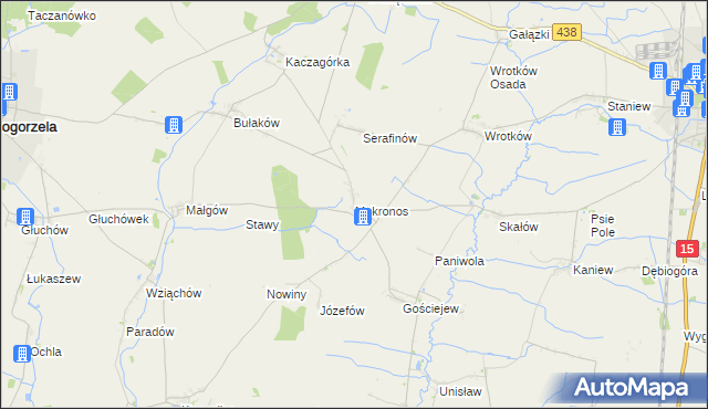 mapa Mokronos gmina Koźmin Wielkopolski, Mokronos gmina Koźmin Wielkopolski na mapie Targeo