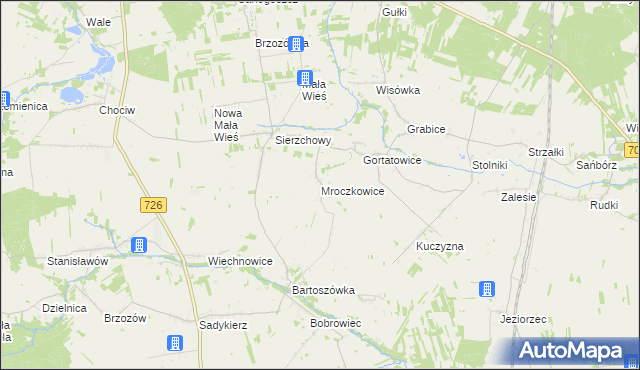 mapa Mroczkowice gmina Cielądz, Mroczkowice gmina Cielądz na mapie Targeo