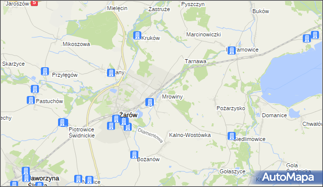 mapa Mrowiny gmina Żarów, Mrowiny gmina Żarów na mapie Targeo