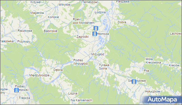 mapa Mrzygłód gmina Sanok, Mrzygłód gmina Sanok na mapie Targeo