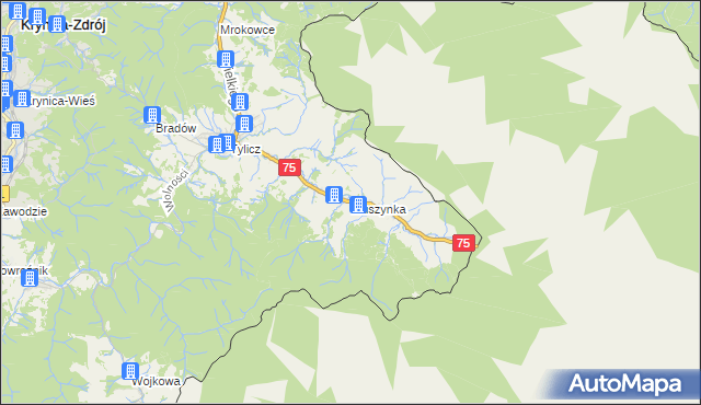 mapa Muszynka, Muszynka na mapie Targeo
