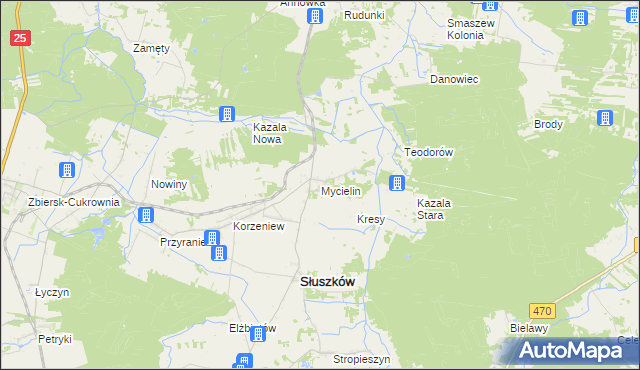 mapa Mycielin powiat kaliski, Mycielin powiat kaliski na mapie Targeo