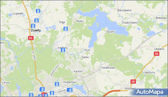 mapa Myki, Myki na mapie Targeo