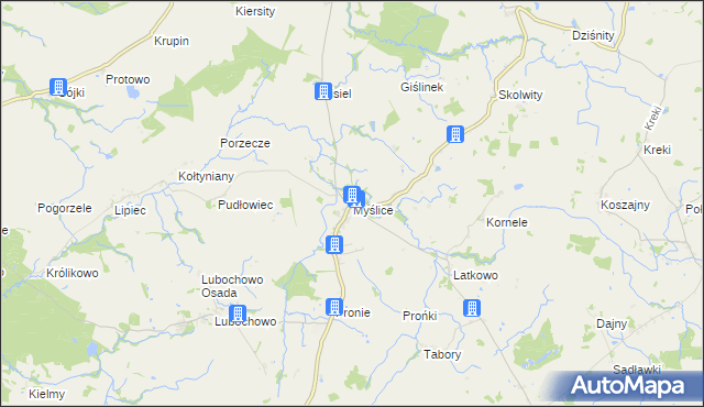 mapa Myślice, Myślice na mapie Targeo