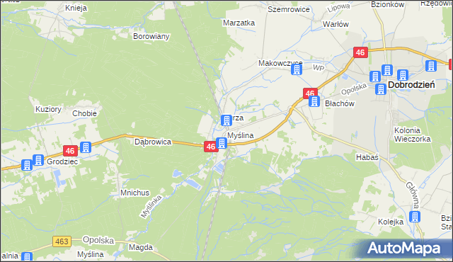mapa Myślina, Myślina na mapie Targeo