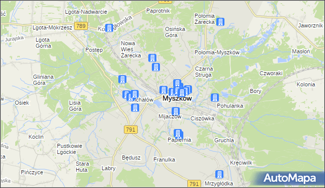 mapa Myszków, Myszków na mapie Targeo