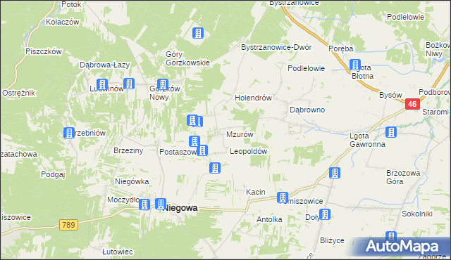 mapa Mzurów, Mzurów na mapie Targeo