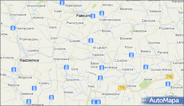 mapa Nadzów, Nadzów na mapie Targeo