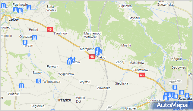 mapa Nakło gmina Lelów, Nakło gmina Lelów na mapie Targeo
