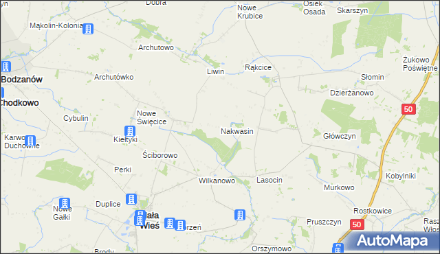 mapa Nakwasin, Nakwasin na mapie Targeo