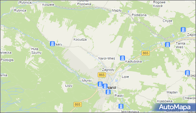 mapa Narol-Wieś, Narol-Wieś na mapie Targeo