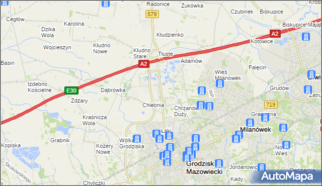 mapa Natolin gmina Grodzisk Mazowiecki, Natolin gmina Grodzisk Mazowiecki na mapie Targeo