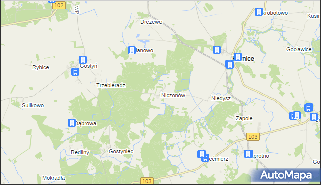 mapa Niczonów, Niczonów na mapie Targeo