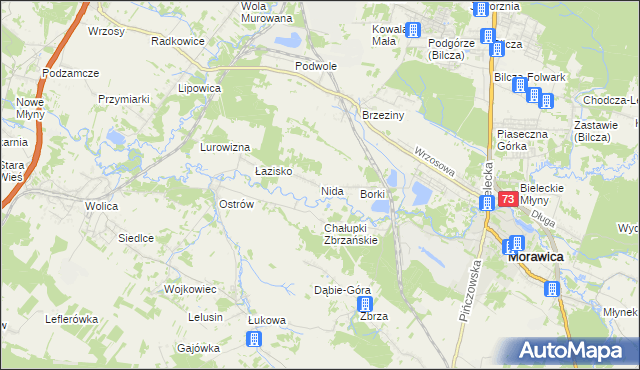mapa Nida gmina Morawica, Nida gmina Morawica na mapie Targeo