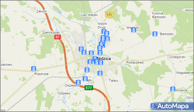 mapa Nidzica, Nidzica na mapie Targeo