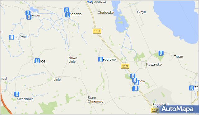 mapa Nieborowo, Nieborowo na mapie Targeo