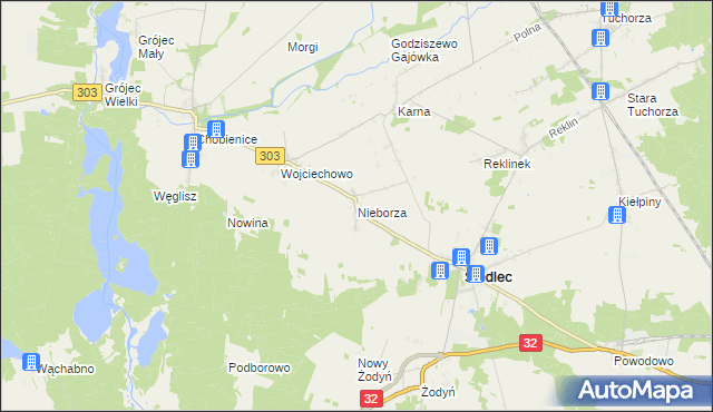 mapa Nieborza, Nieborza na mapie Targeo