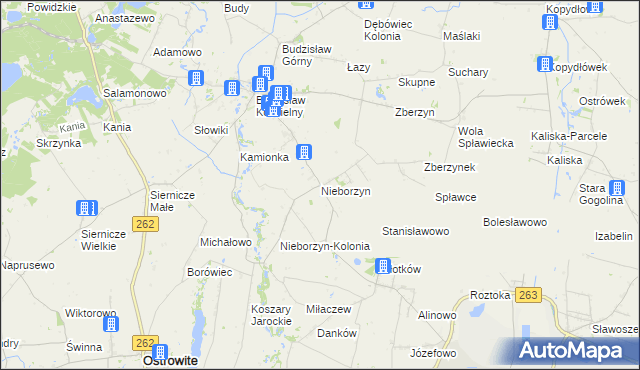 mapa Nieborzyn gmina Kleczew, Nieborzyn gmina Kleczew na mapie Targeo