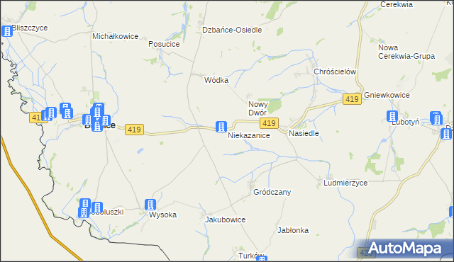 mapa Niekazanice, Niekazanice na mapie Targeo