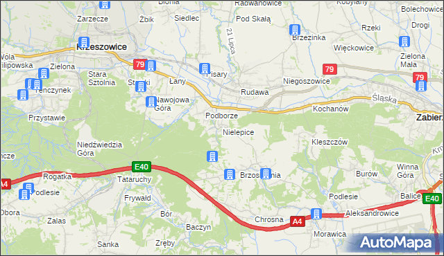 mapa Nielepice, Nielepice na mapie Targeo