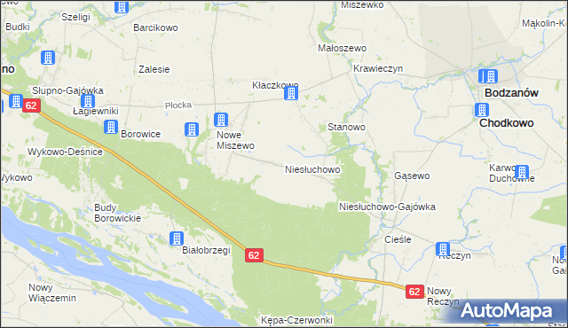 mapa Niesłuchowo, Niesłuchowo na mapie Targeo