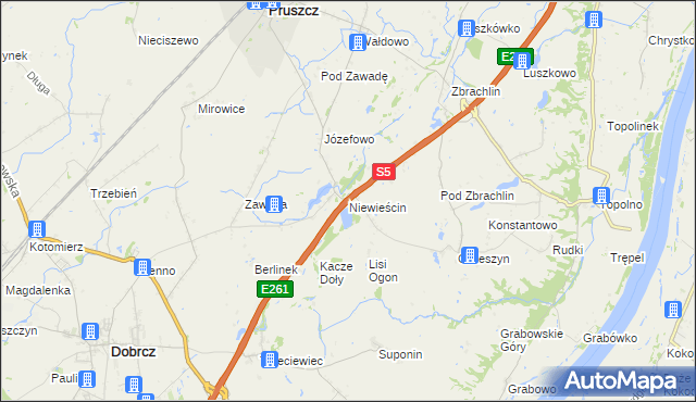 mapa Niewieścin, Niewieścin na mapie Targeo