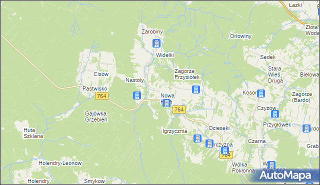 mapa Nowa Huta gmina Raków, Nowa Huta gmina Raków na mapie Targeo