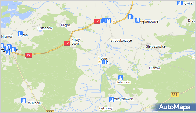 mapa Nowa Kuźnia gmina Radwanice, Nowa Kuźnia gmina Radwanice na mapie Targeo