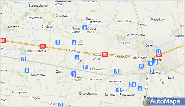 mapa Nowa Wieś gmina Błonie, Nowa Wieś gmina Błonie na mapie Targeo