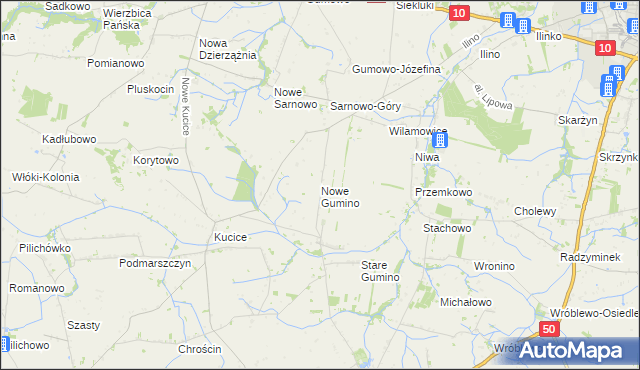 mapa Nowe Gumino, Nowe Gumino na mapie Targeo