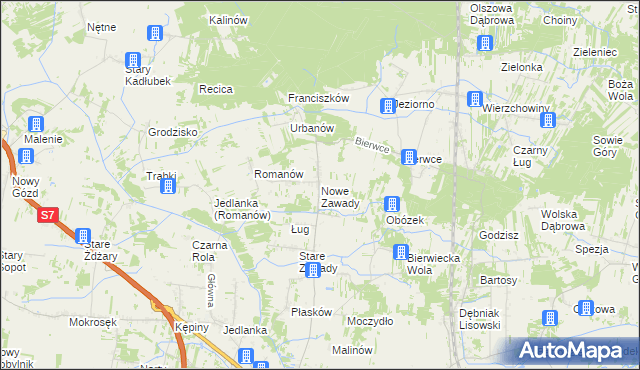mapa Nowe Zawady, Nowe Zawady na mapie Targeo
