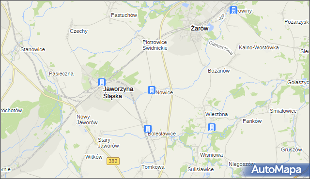 mapa Nowice gmina Jaworzyna Śląska, Nowice gmina Jaworzyna Śląska na mapie Targeo