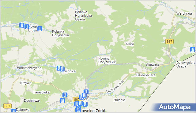 mapa Nowiny Horynieckie, Nowiny Horynieckie na mapie Targeo