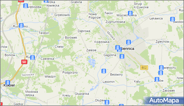 mapa Nowodwór gmina Siennica, Nowodwór gmina Siennica na mapie Targeo