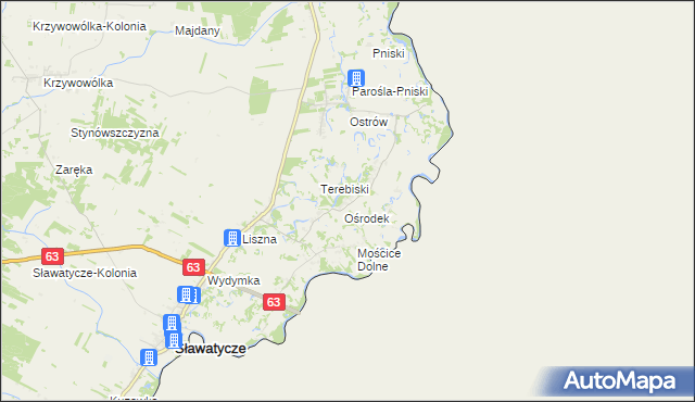 mapa Nowosiółki gmina Sławatycze, Nowosiółki gmina Sławatycze na mapie Targeo