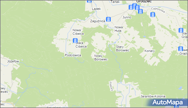 mapa Nowy Borowiec, Nowy Borowiec na mapie Targeo