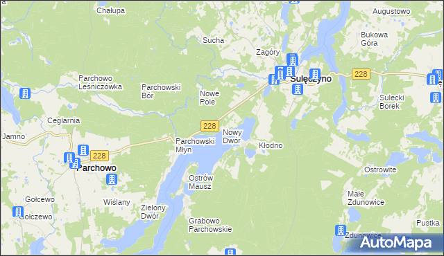 mapa Nowy Dwór gmina Sulęczyno, Nowy Dwór gmina Sulęczyno na mapie Targeo