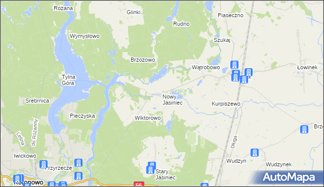 mapa Nowy Jasiniec gmina Koronowo, Nowy Jasiniec gmina Koronowo na mapie Targeo