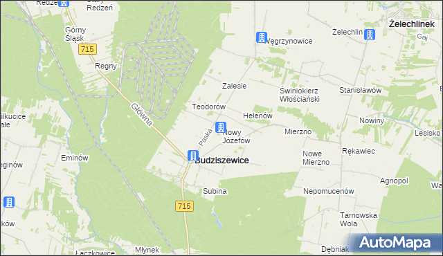 mapa Nowy Józefów gmina Budziszewice, Nowy Józefów gmina Budziszewice na mapie Targeo