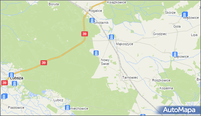 mapa Nowy Świat gmina Lubsza, Nowy Świat gmina Lubsza na mapie Targeo