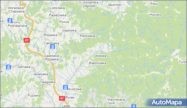 mapa Obidowa, Obidowa na mapie Targeo