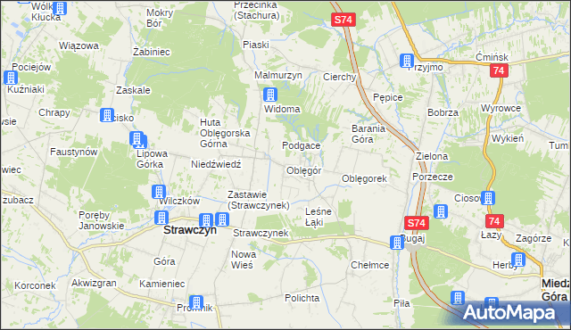 mapa Oblęgór, Oblęgór na mapie Targeo