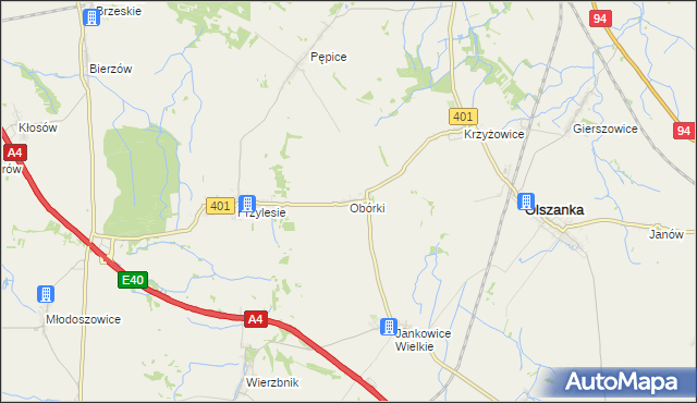 mapa Obórki gmina Olszanka, Obórki gmina Olszanka na mapie Targeo