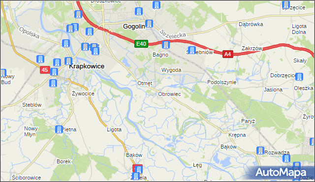 mapa Obrowiec gmina Gogolin, Obrowiec gmina Gogolin na mapie Targeo