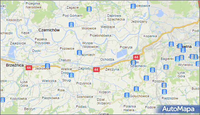 mapa Ochodza gmina Skawina, Ochodza gmina Skawina na mapie Targeo