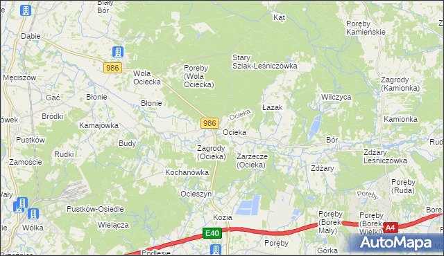 mapa Ocieka, Ocieka na mapie Targeo