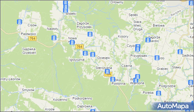 mapa Ociesęki, Ociesęki na mapie Targeo