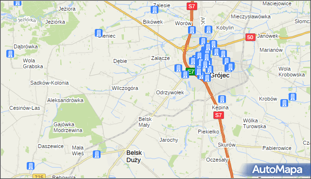 mapa Odrzywołek, Odrzywołek na mapie Targeo