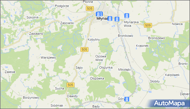 mapa Ojcowa Wola, Ojcowa Wola na mapie Targeo
