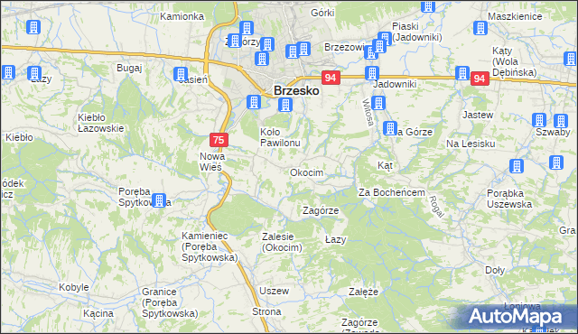 mapa Okocim, Okocim na mapie Targeo